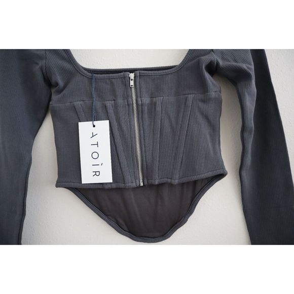 ATOIR AT210133 Women's Sz XS/6 Storm Gray The Alpha Full Zip Crop Top $118 - Picture 6 of 8